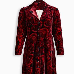 NWT Torrid Betsey Johnson Floral Puff Sleeve Button Front Coat; Size 4